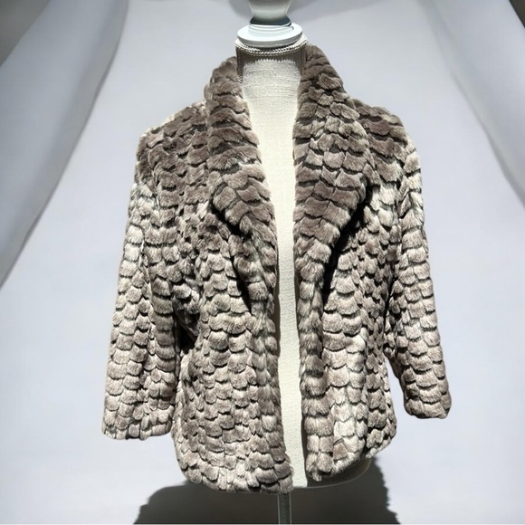 🌻Nic + Zoe Fancy Fluffy Faux Fur Collared Jacket Size Medium - Picture 5 of 13